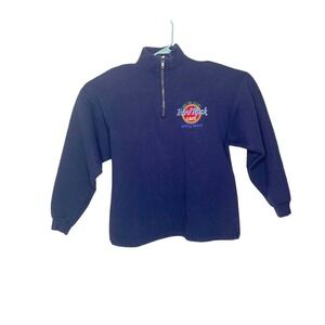 Hard Rock Cafe Sz M Mens Myrtle Beach 3/4 ZipFleece Pullover Jacket Blue